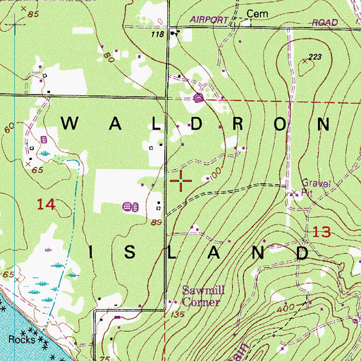 Topographic Map of Waldron Island, WA