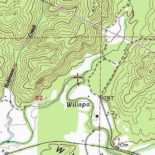 Topographic Map of Walker Creek, WA