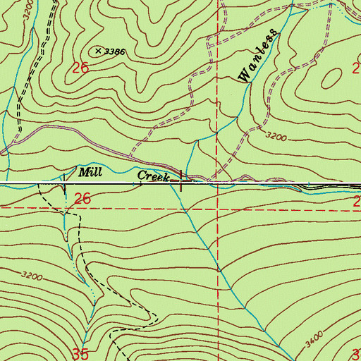 Topographic Map of Wanless Creek, WA