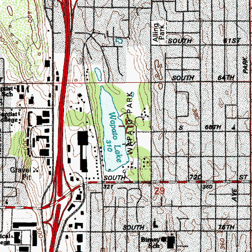Topographic Map of Wapato Park, WA