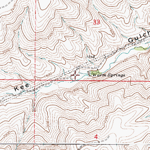 Topographic Map of Warm Springs, WA