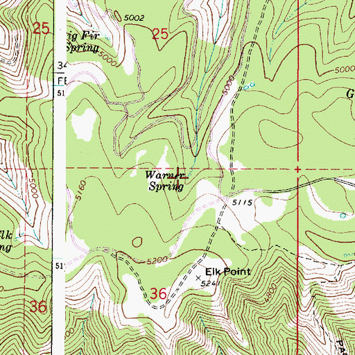 Topographic Map of Warner Spring, WA