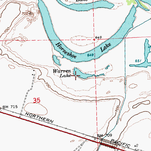 Topographic Map of Warren Lake, WA