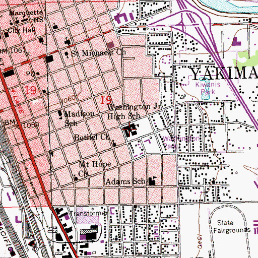 Topographic Map of Washington Middle School, WA