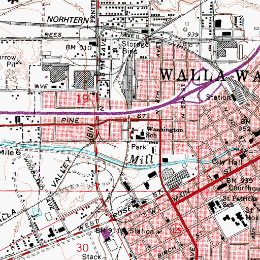 Topographic Map of Washington School, WA