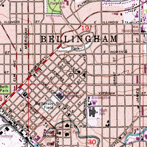 Topographic Map of Washington School, WA