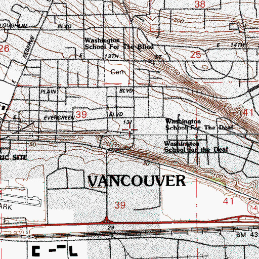Topographic Map of Washington State School for the Deaf, WA
