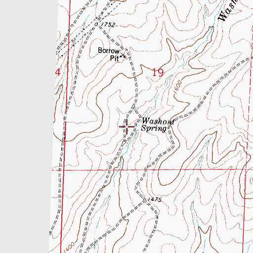 Topographic Map of Washout Spring, WA