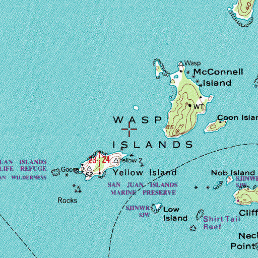 Topographic Map of Wasp Islands, WA