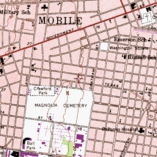 Topographic Map of Texas Street African Methodist Episcopal Church, AL