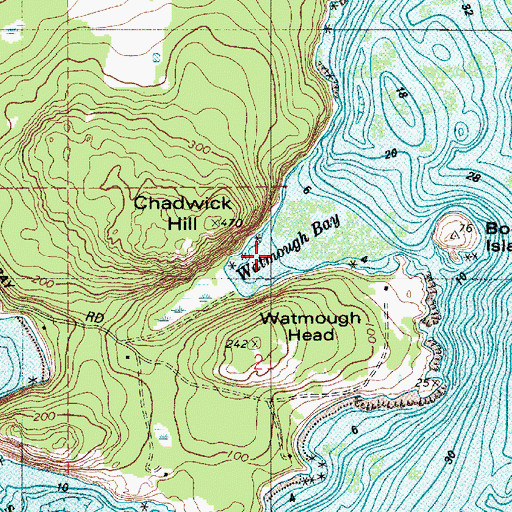 Topographic Map of Watmough Bay, WA