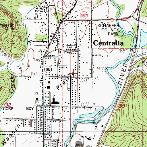 Topographic Map of Waunch Prairie, WA