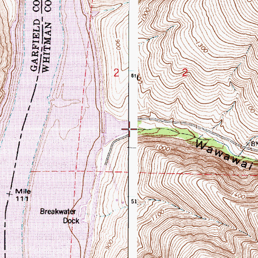 Topographic Map of Wawawai Canyon, WA