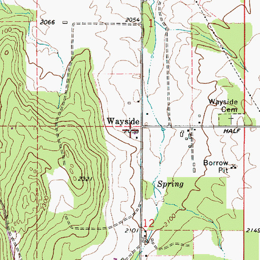 Topographic Map of Wayside, WA