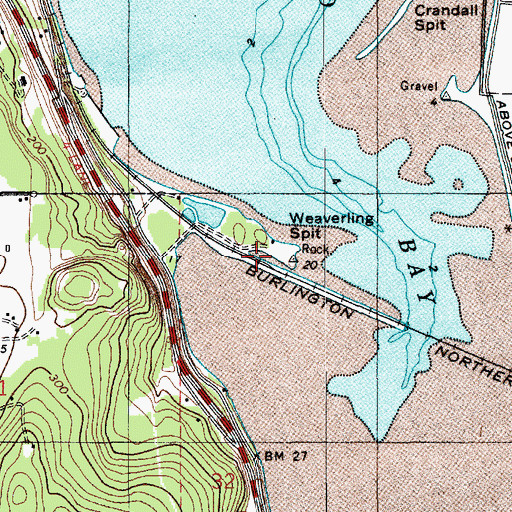 Topographic Map of Weaverling Spit, WA