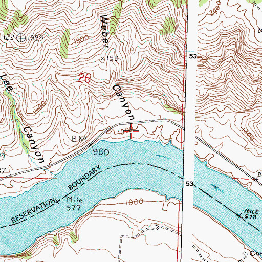 Topographic Map of Weber Canyon, WA
