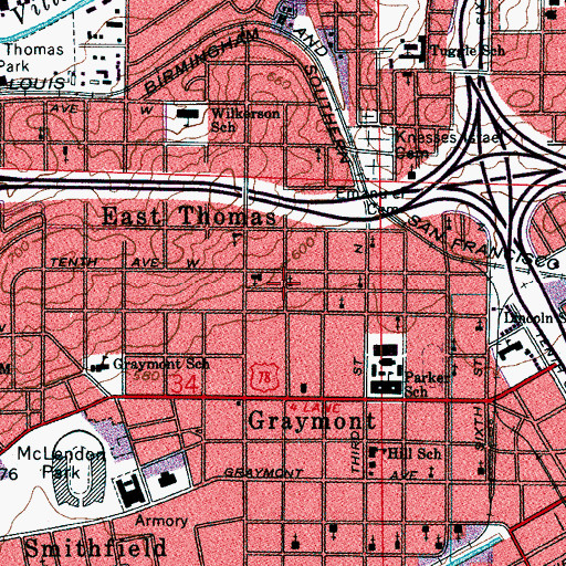 Topographic Map of Brown Memorial Christian Methodist Episcopal Church, AL