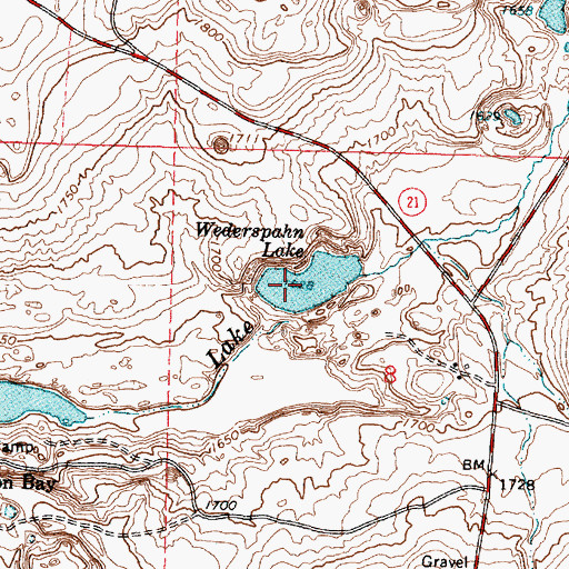 Topographic Map of Wederspahn Lake, WA