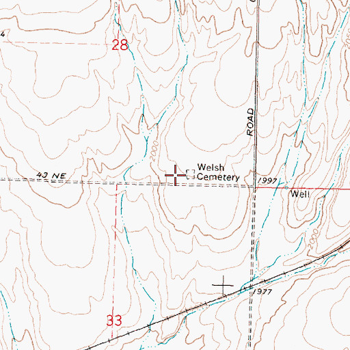 Topographic Map of Welsh Cemetery, WA