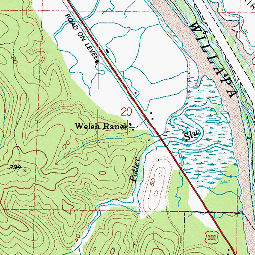 Topographic Map of Welsh Ranch, WA