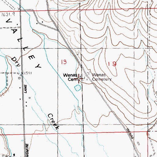 Topographic Map of Wenas Cemetery, WA