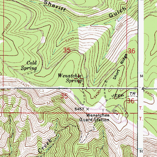 Topographic Map of Wenatchee Spring, WA