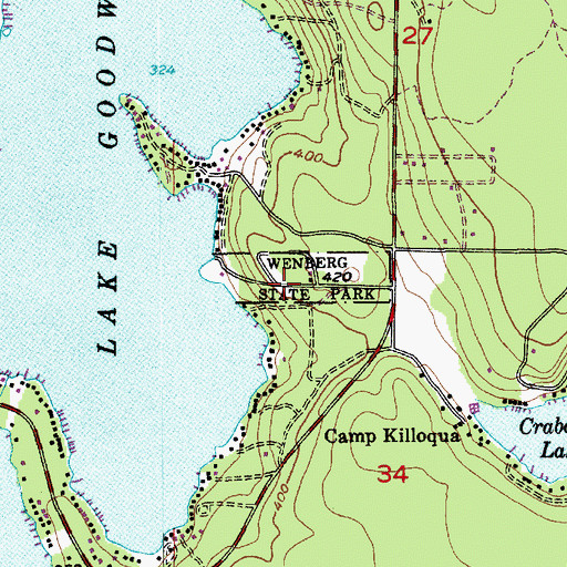 Topographic Map of Wenberg State Park, WA