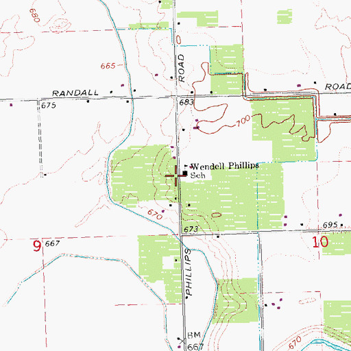 Topographic Map of Wendell Phillips School, WA