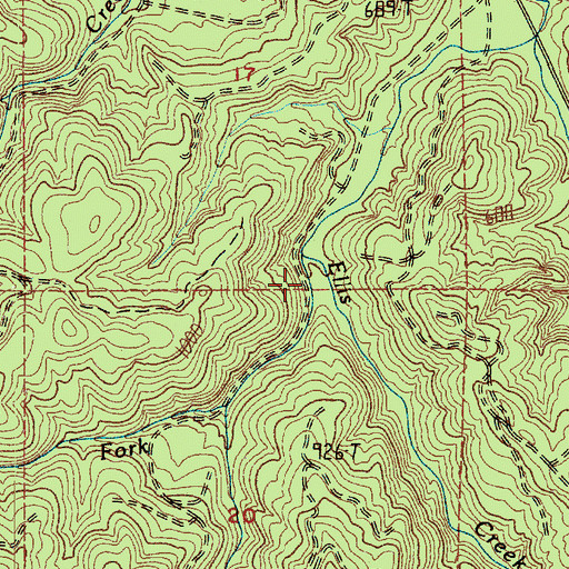 Topographic Map of West Fork Ellis Creek, WA
