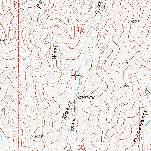 Topographic Map of West Fork Myers Creek, WA