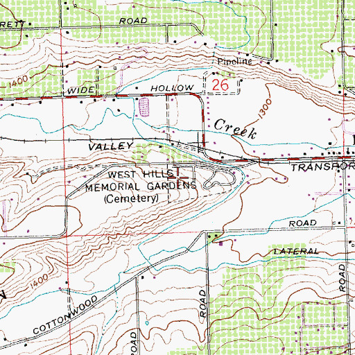Topographic Map of West Hills Memorial Gardens, WA