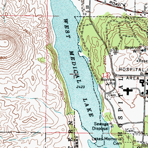 Topographic Map of West Medical Lake, WA