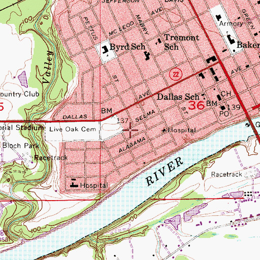 Topographic Map of Saint Johns African Methodist Episcopal Church (historical), AL