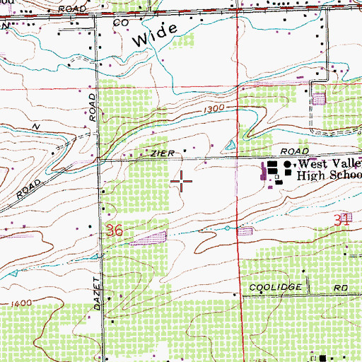 Topographic Map of West Valley High School, WA