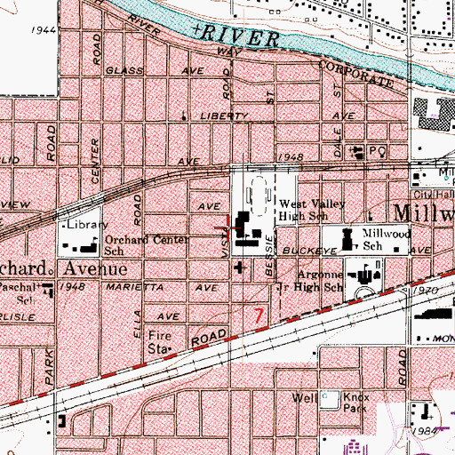 Topographic Map of West Valley High School, WA