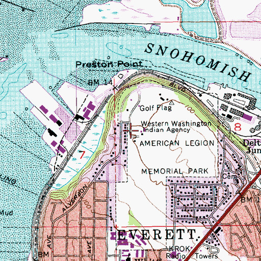 Topographic Map of Western Washington Indian Agency, WA