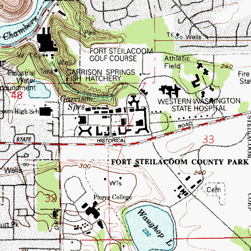 Topographic Map of Western State Hospital, WA