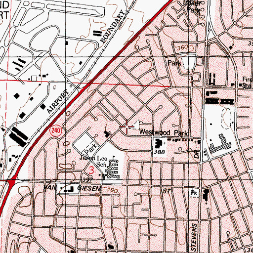 Topographic Map of Westwood Park, WA