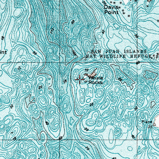 Topographic Map of Whale Rocks, WA