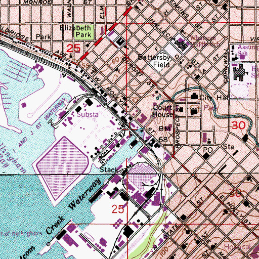 Topographic Map of Whatcom Creek, WA