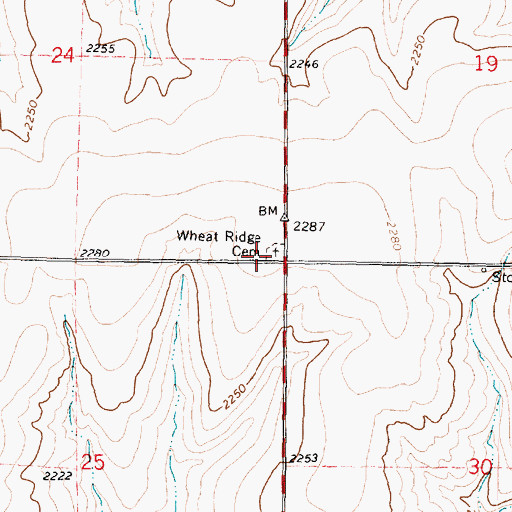 Topographic Map of Wheat Ridge Cemetery, WA