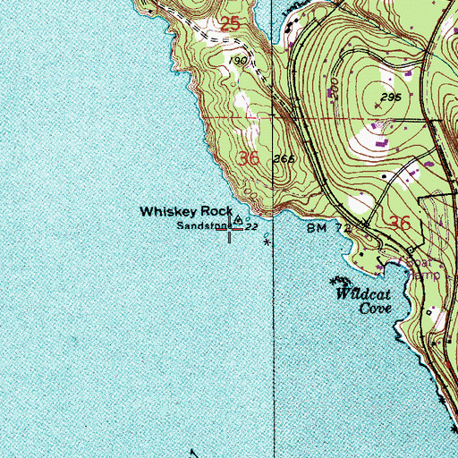 Topographic Map of Whiskey Rock, WA