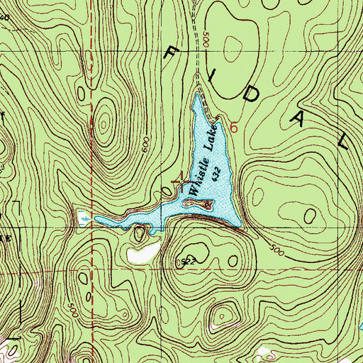 Topographic Map of Whistle Lake, WA