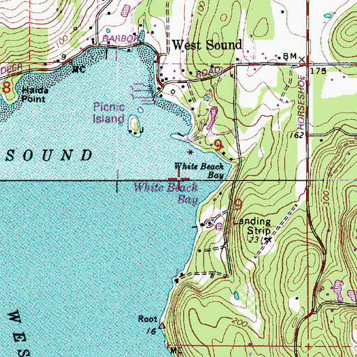 Topographic Map of White Beach Bay, WA