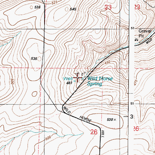 Topographic Map of Wild Horse Spring, WA