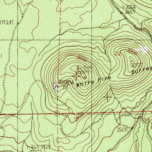 Topographic Map of White Pine Buttes, WA