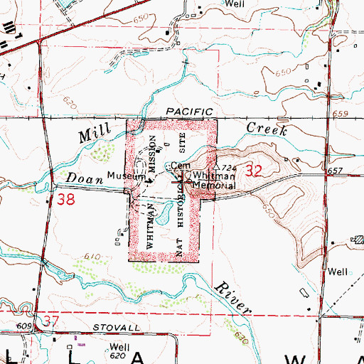 Topographic Map of Whitman Memorial, WA