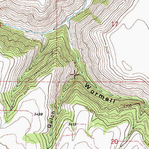 Topographic Map of Whitney Gulch, WA