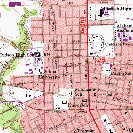 Topographic Map of Ward African Methodist Episcopal Chapel (historical), AL