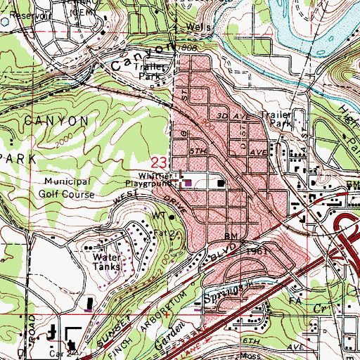 Topographic Map of Whittier Playground, WA